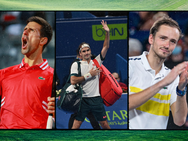 Novak Djokovic, Roger Federer and Daniil Medvedev