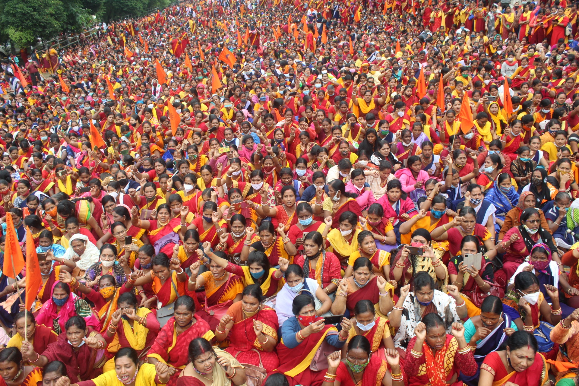 Anganwadi Workers Stage Protest In Bhuabneswar Demanding Wage Hike