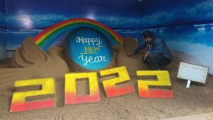 Sand Artist Subala Maharana Sculpts Beautiful Sand Art To Welcome 2022