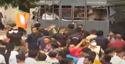 BJP Workers Scuffle With Police