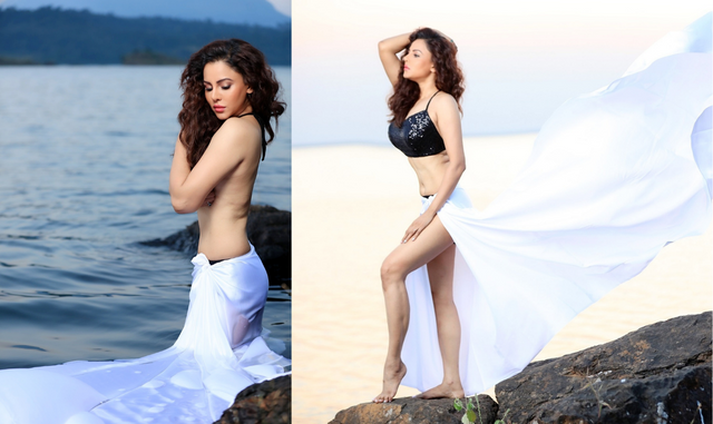 Aktris Kavya Keeran tampil berani saat memamerkan lekuk tubuhnya di Beach