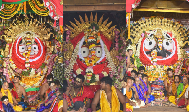 Suna Besha: Countless Devotees Witness Holy Trinity In Their Golden Avatar  - Pragativadi