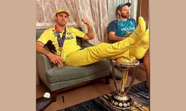 Mitchell Marsh Slammed For Resting Feet On The World Cup Trophy ...