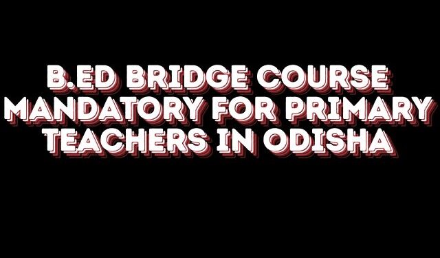 B.Ed bridge course for primary teachers