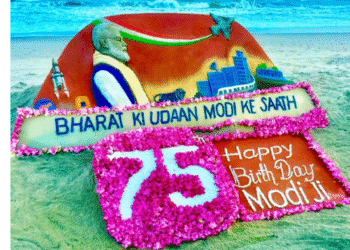 Sudarsan Pattnaik sand art PM Modi 75th birthday