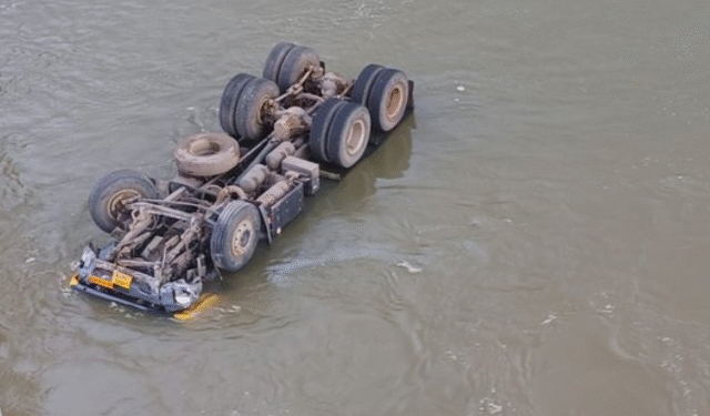 Truck Falls Off Bridge