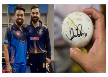 Virat Kohli Signs Match Ball, Poses with Gujarat Spinner Who Dismissed Him in Vijay Hazare Trophy
