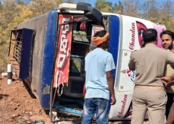 Bus Overturns in Deogarh