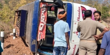 Bus Overturns in Deogarh