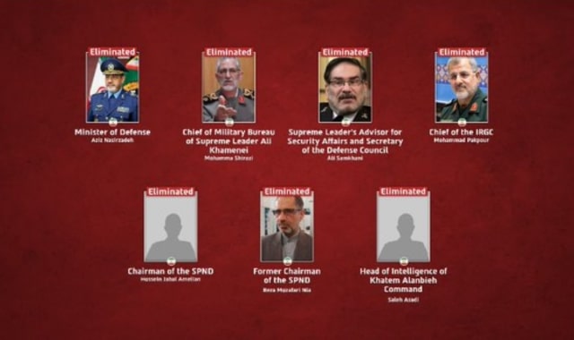 Israel Claims Killing of 7 Senior Iranian Military Officials