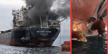 Thai cargo ship hit Strait of Hormuz