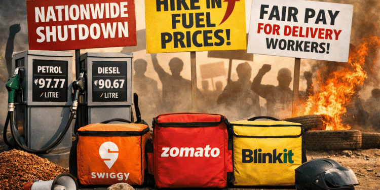 Swiggy Zomato Blinkit delivery workers protest