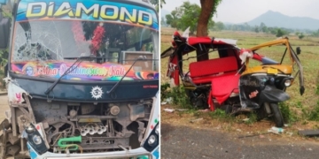 Bus Mows Down Autorickshaw