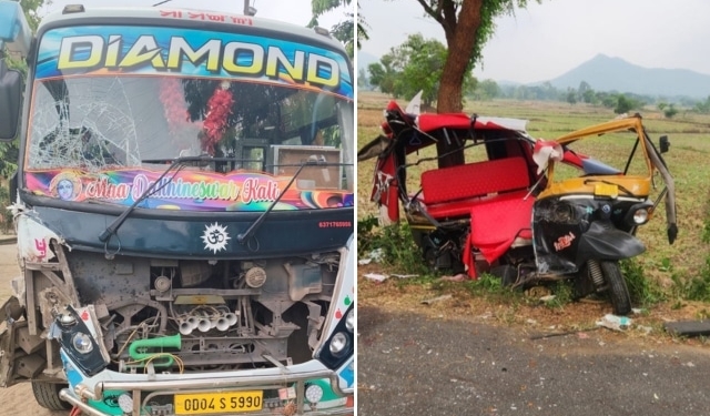 Bus Mows Down Autorickshaw