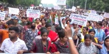 Swasthya Mitra protest Bhubaneswar