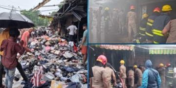 Major Fire Guts Bhubaneswar Market Building Shops