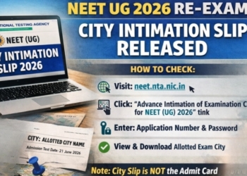 NEET UG 2026 re‑exam city intimation slip