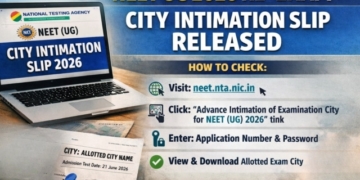 NEET UG 2026 re‑exam city intimation slip