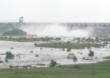 Hirakud Dam floodgate opening