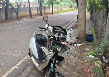 Scooter Crashes into Electric Pole