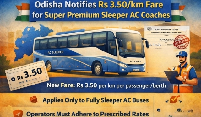 Odisha Super Premium Sleeper A.C. Coach fare