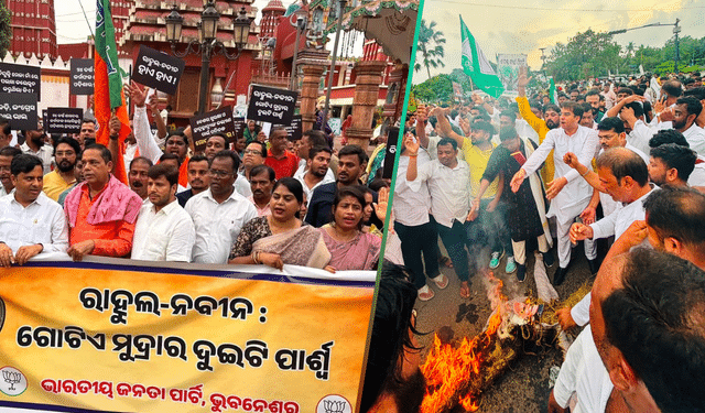Bhubaneswar BJP BJD protests
