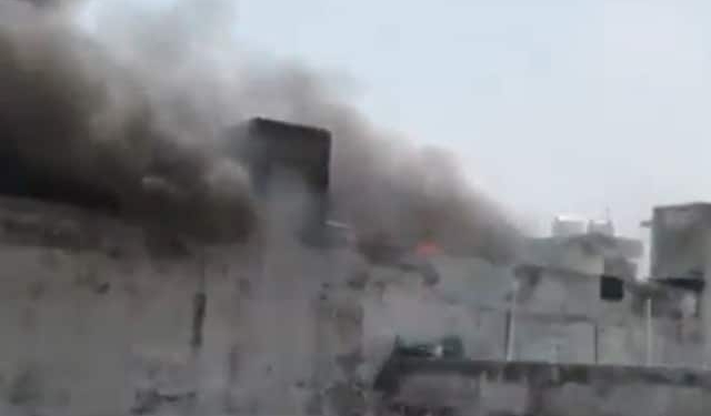 Noida building fire EV battery spark