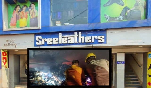 Sreeleathers showroom fire Bhubaneswar