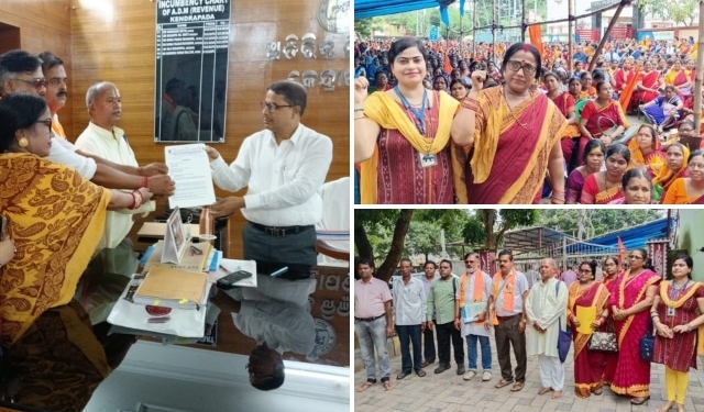 Kendrapada Anganwadi workers protest