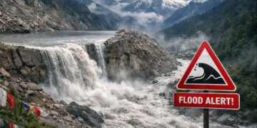 Nepal barrier lake flood alert