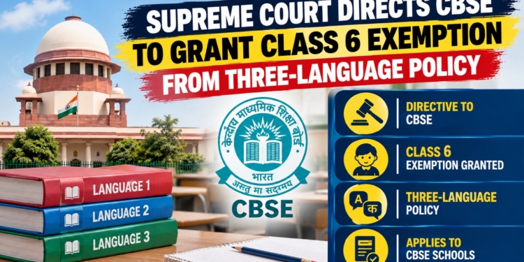 CBSE three-language policy Class 6 exemption