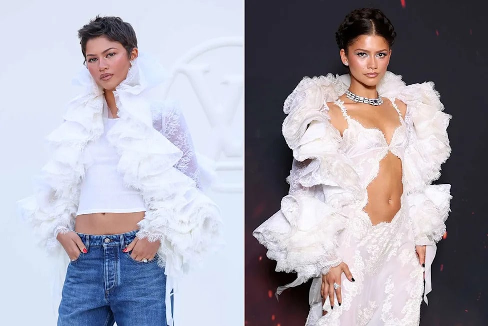 Paris Fashion Week: Zendaya Rewears Iconic The Odyssey Ruffle Jacket at ...