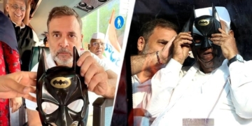 Viral! ​Rahul Gandhi and Mallikarjun Kharge Pose With 'Batman' Mask During INDIA Bloc Protests