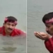 ​'Crocodiles Only Come to Clean Water': Manoj Tiwari Takes Yamuna Dip in Sonia Vihar; AAP Challenges BJP to Kalindi Kunj Test
