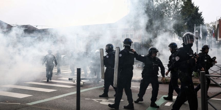 French student protests police brutality