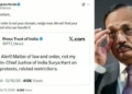 ​Kerala Congress Deletes Controversial Social Media Post Targeting CJI Surya Kant; Party Sacks Worker and Issues Clarification
