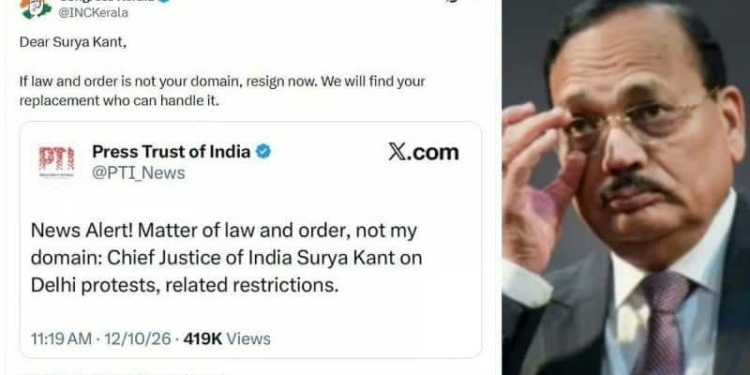 ​Kerala Congress Deletes Controversial Social Media Post Targeting CJI Surya Kant; Party Sacks Worker and Issues Clarification